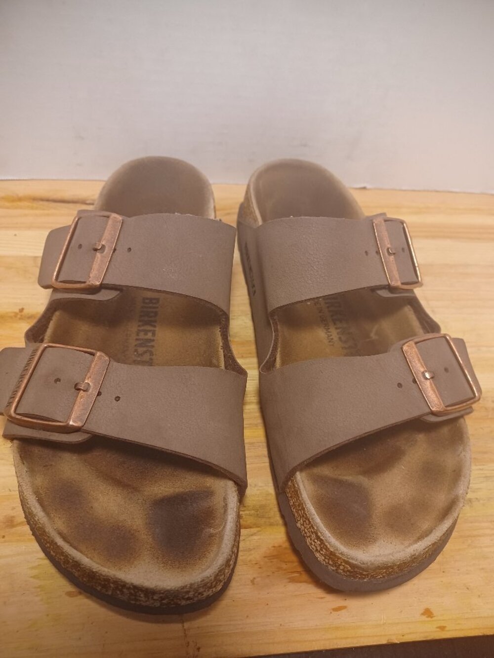 BIRKENSTOCK Arizona Brown Leather Slip-Ons Buckle Sandals Size EU 38 US 7-7.5